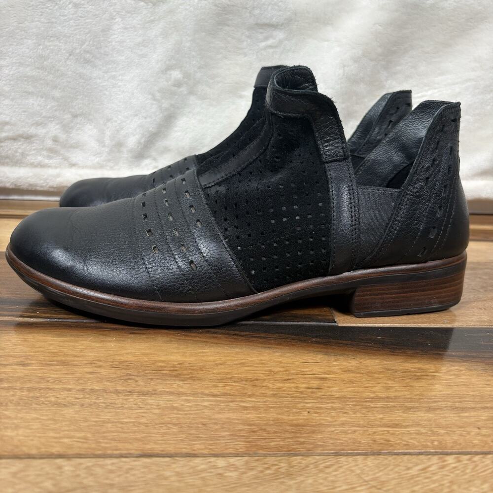Naot Womens Black Leather Perforated Ankle Booties Low Heel Comfot Shoes EU 41